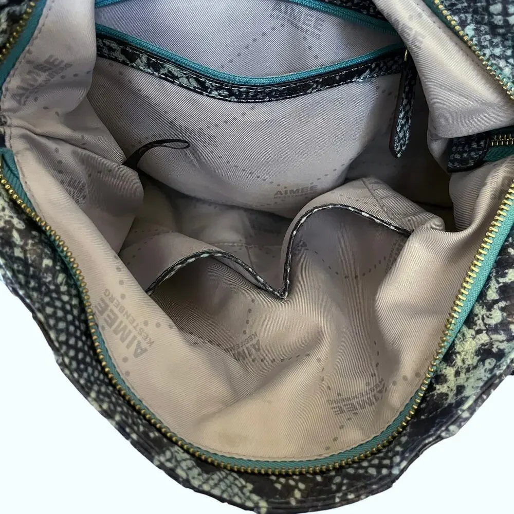 Aimee Kestenberg Tuscany Cobra Print Pebble Leather and Suede Hobo Shoulder Bag